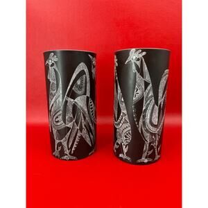 Bjorn Wiinblad Rosenthal Studio-Linie Cuno Fischer MCM Rooster Birds Pair Vases